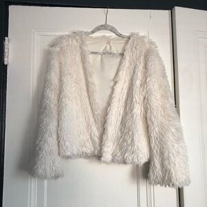 White faux fur short coat